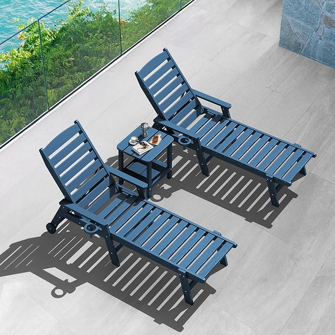SERWALL Adirondack Table Set of 4, Outdoor Side Table- Blue