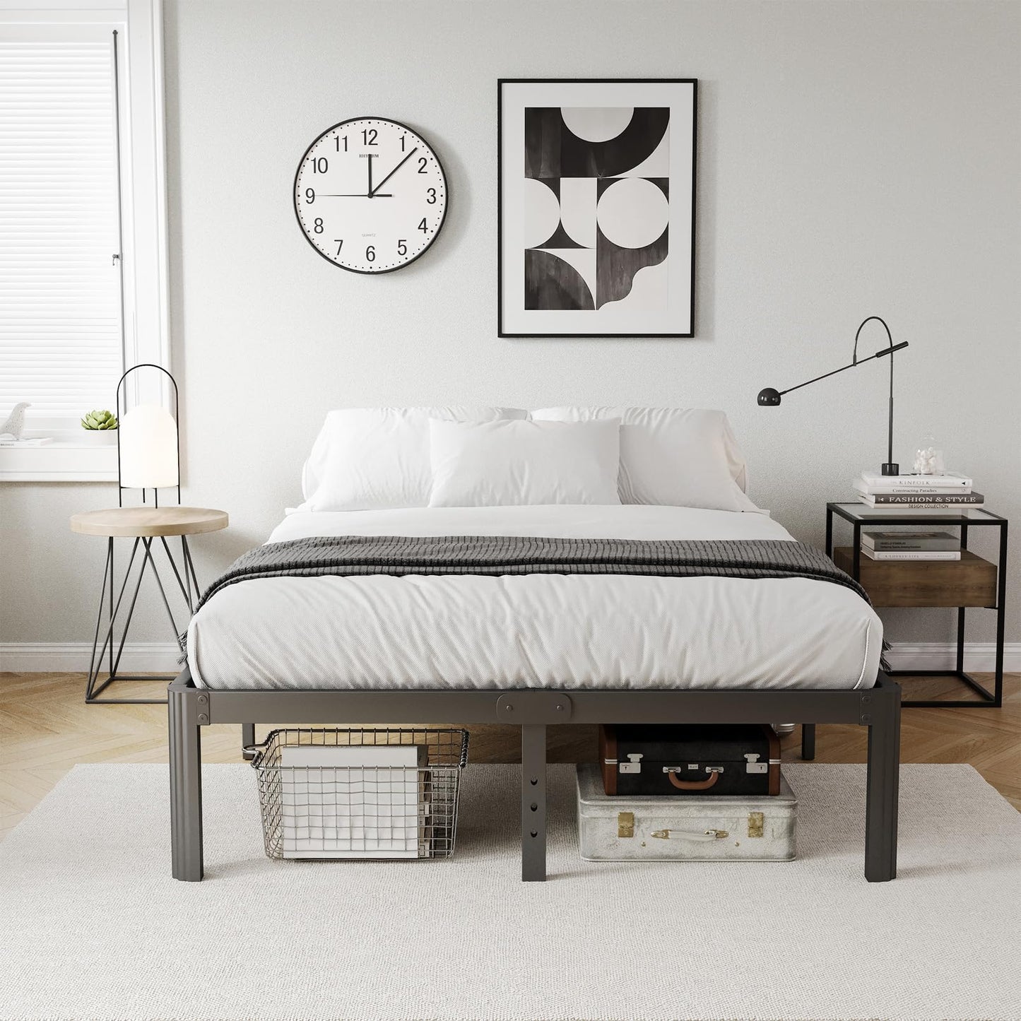 KERAMIK 12 Inch High King Size Bed Frame Metal, Platform King Bed Frame No Box Spring Needed with Round Edge, Easy Assembly, Heavy Duty, Black