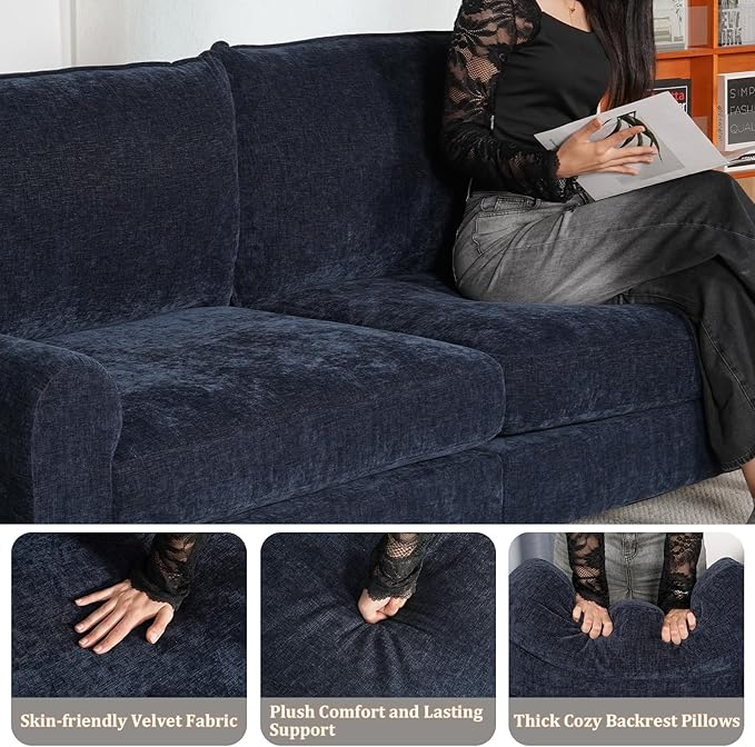 EASE MOOSE 70.6" Modern Deep Seat Loveseat Couch, Soft Chenille Sofa