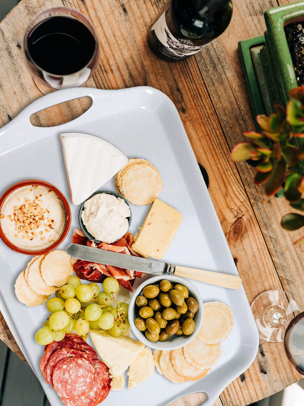 KAQAHIDO Large Melamine Serving Trays for Eating, 17.5’’ x 12’’ Serve Platter for Appetizer, Charcuterie, Food, Snack, Cupcakes, Dessert, BPA-Free, Dishwasher Safe Tray, Set of 2, White