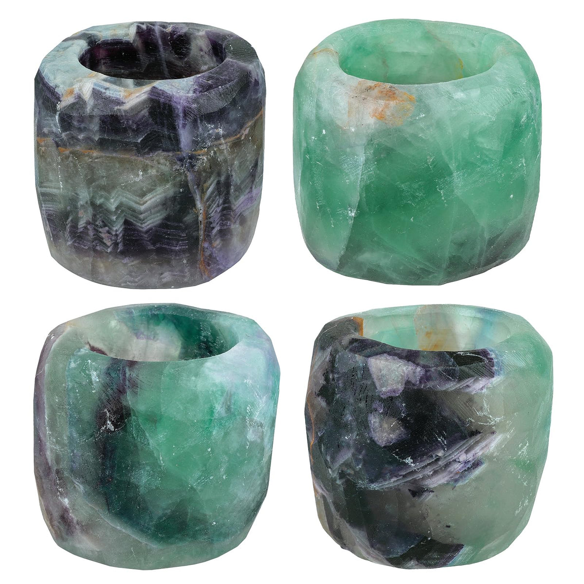 mookaitedecor Natural Fluorite Crystal Tea Light Candle Holder/Air Plant Holder Home Decor