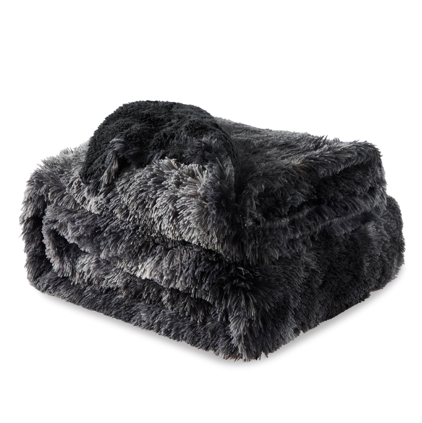 Bedsure GentleSoft Fluffy Tie Dye Black Blankets Queen Size for Bed, Thick Sherpa Faux Fur Fleece Fuzzy Plush Winter Warm Soft Queen Blankets, Black Bedroom Decor Cozy Gifts for Women Men, 90x90