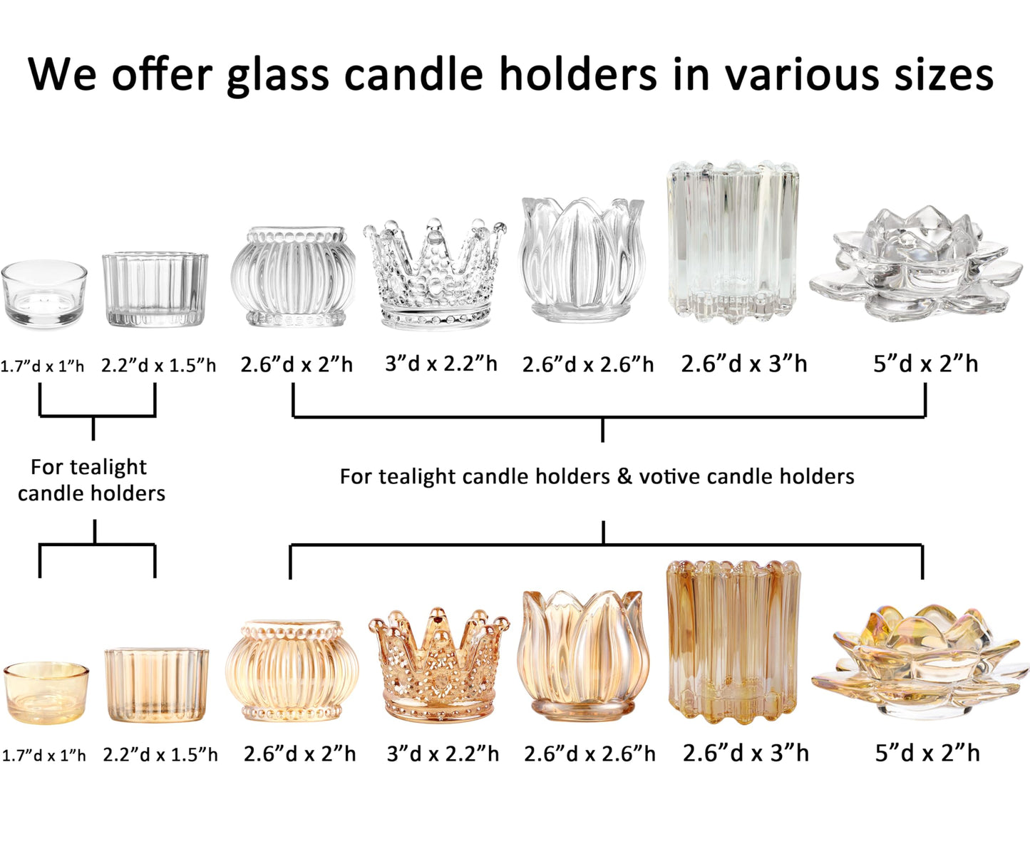 GOLDEAL 12Pcs Gold Votive Candle Holders, Thick Glass Tea Light Candle Holder Bulk, Tealight Candle Jars for Wedding Table Decor, Party Supplies, Bridal Shower Decorations, Centerpieces for Tables