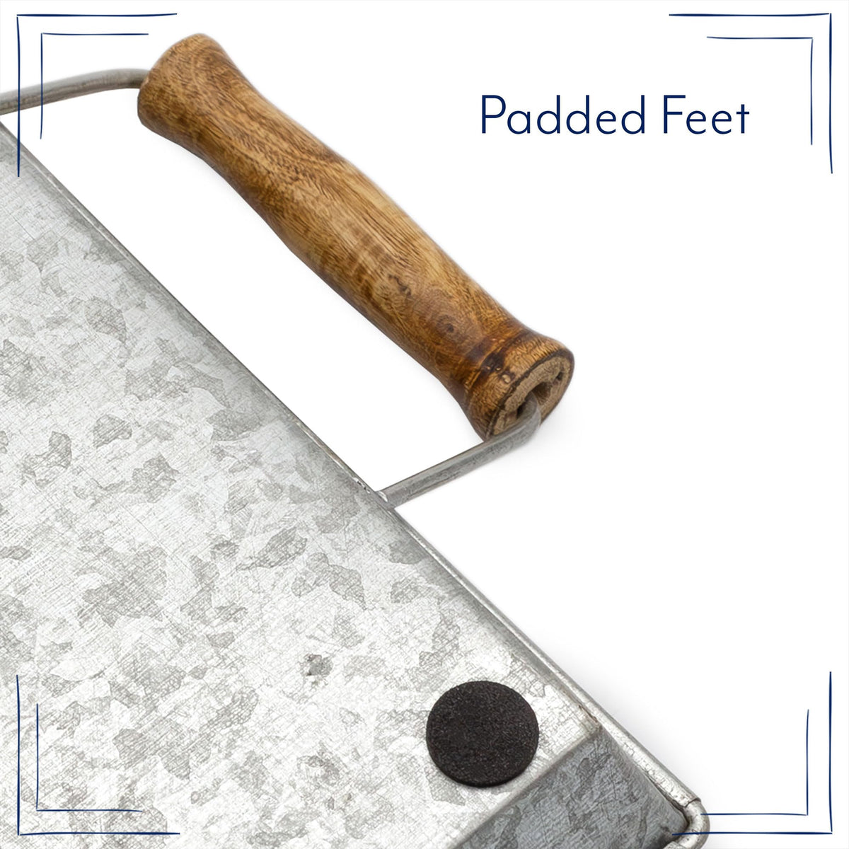 AuldHome Design Galvanized Farmhouse Trays (Set of 2, Small & Medium); Farmhouse Decor Rectangular Trays w/Handles