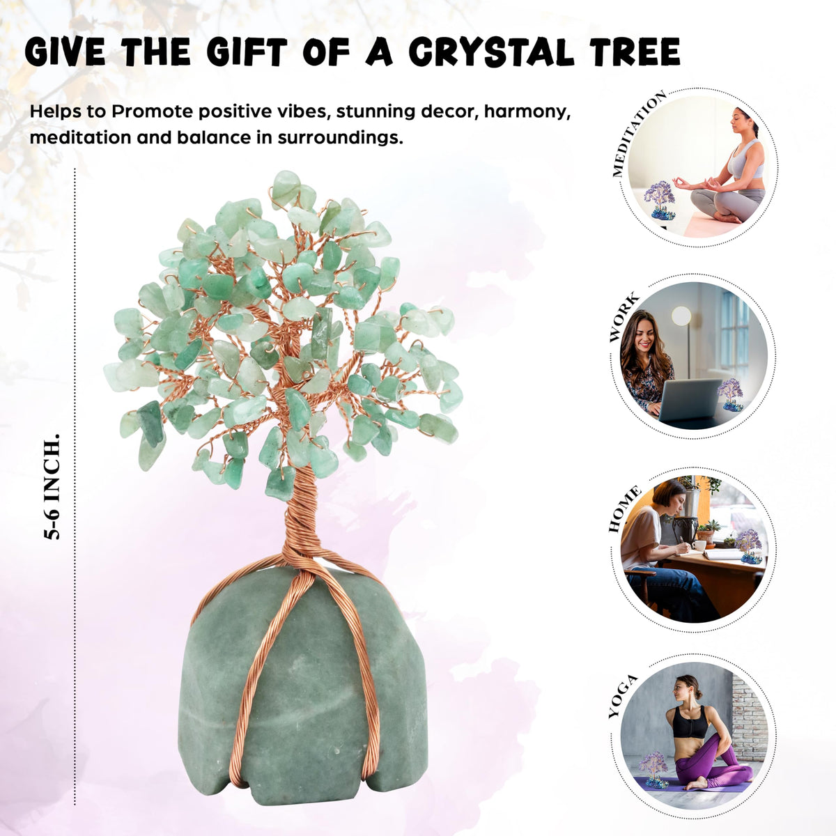Crocon® Green Aventurine Crystal Tree, Birthday Gifts for Women, Men & Friends, Green Aventurine Stone Base Tree of Life Decor for House, Sister Gift, Birthday Gifts for Mom & Dad, House Warming Gift