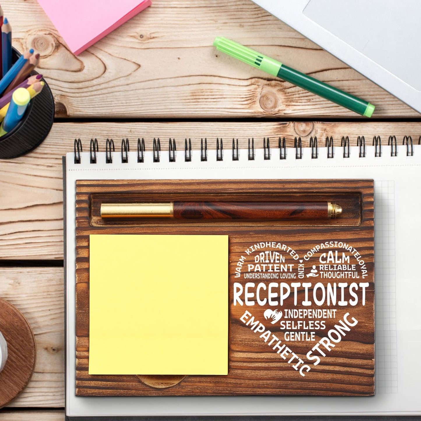 Receptionist Appreciation Gifts for Receptionist School Secretary Office Assistant Front Desk Admin, Thank You Administrative Assistant Secretary Week Gift Desk Self-Stick Note Pad Holders TZP04