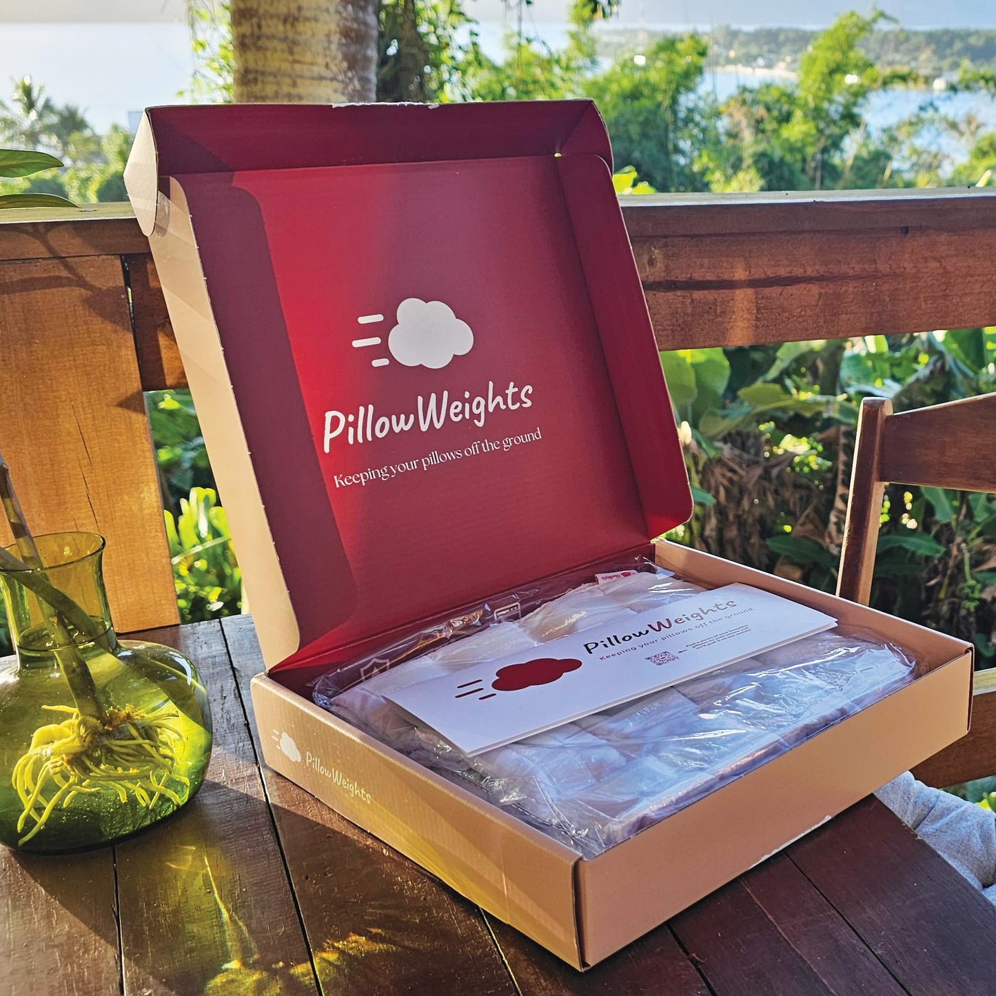 PillowWeights Outdoor Pillow Weights for Patio Cushions - Invisible Weighted Inserts Keep Pillows from Blowing Away - Wind Tested to 50mph - Patio, Deck, Yacht, Balcony, Rooftop - 4 Pack