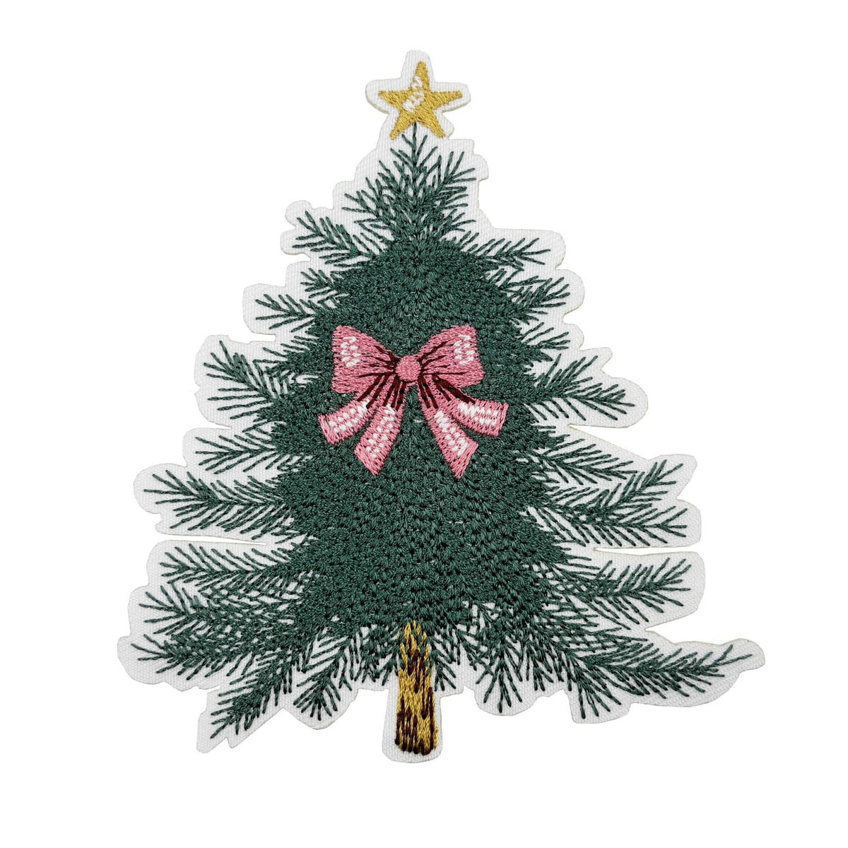 4.5'' Large Bow Christmas Tree Embroidered Iron On Patch for Pajamas Hoodies T-Shirts
