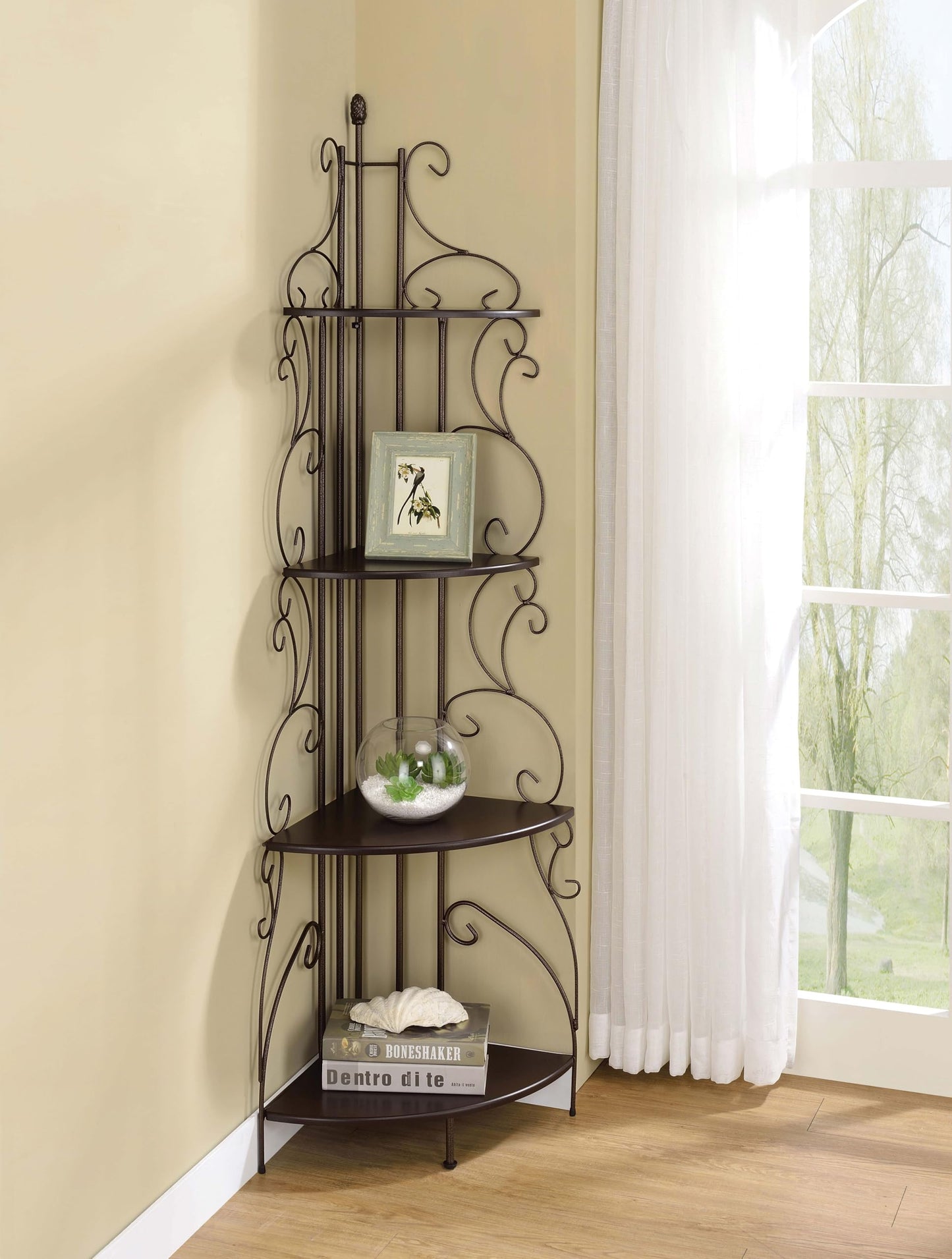 Coaster Home Furnishings - Poppy - Wood & Metal - 74-Inch 4-Tier Candner Bookshelf with Open Shelf and Subtle Silhouette - Traditional - Home Office - Copper & Cappuccino - 910038