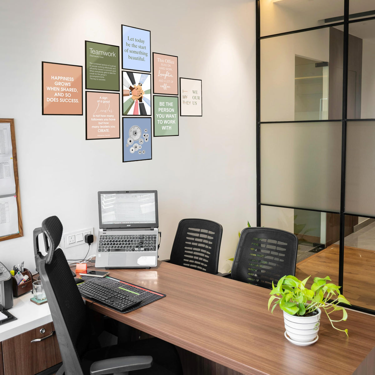 MAZUKO Inspirational Office Wall Art – Teamwork & Success Motivational for Workplace & Home Office Decor - 9PCS 8X10IN (UNFRAMED)