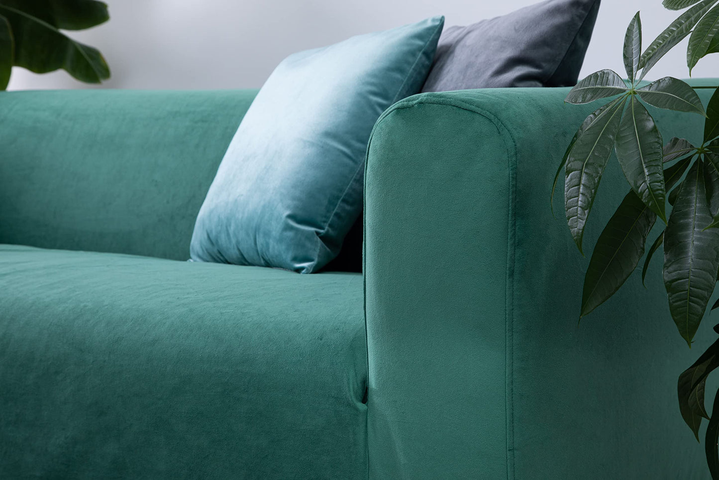 MASTERS OF COVERS Snug Fit Classic Velvet Klippan Loveseat Slipcover for The IKEA 2 Seater Klippan Loveseat Sofa Cover Replacement (Green, Velvet)