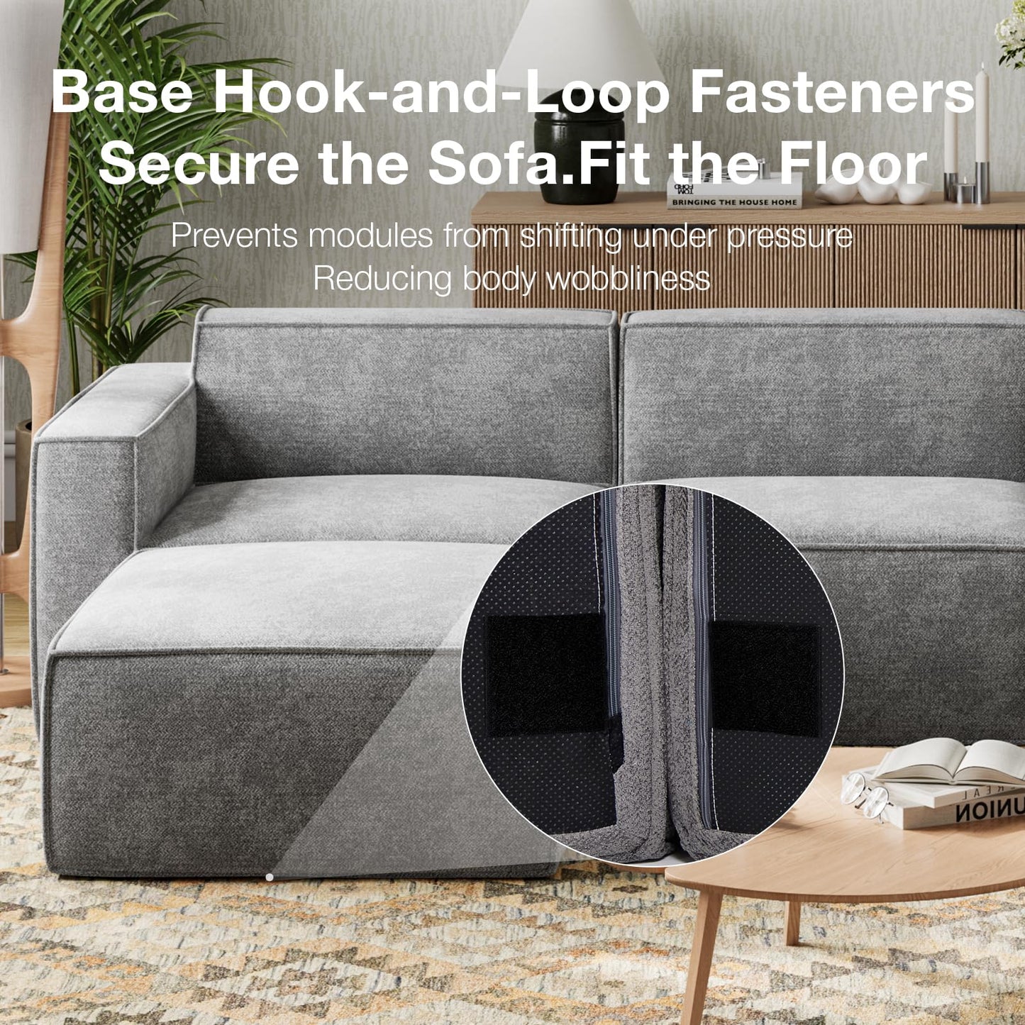 Novilla Modular Sectional Sofa, No Assembly Cloud Sectional Couch with Smarts Coil® Support, Chenille Fabric Sectional Sofa, Boneless Couch for Living Room Apartment, Dark Gray (Armless Chair)