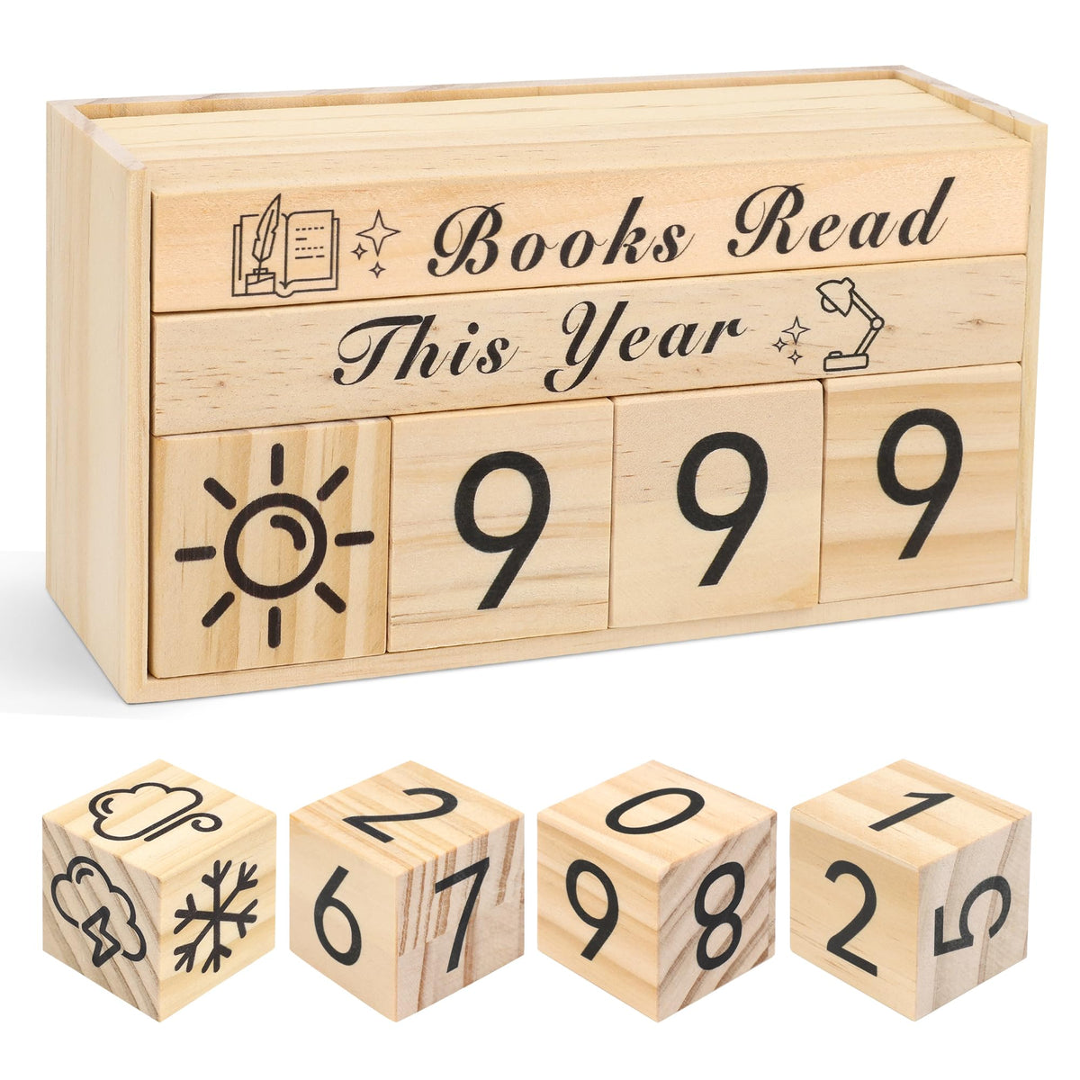 Books Read This Year Counter, Catcan Book Counter Sign Up to 999 Books Reading Challenge Gift for Book Lovers, Bookworms, Librarians, Teachers, Writers