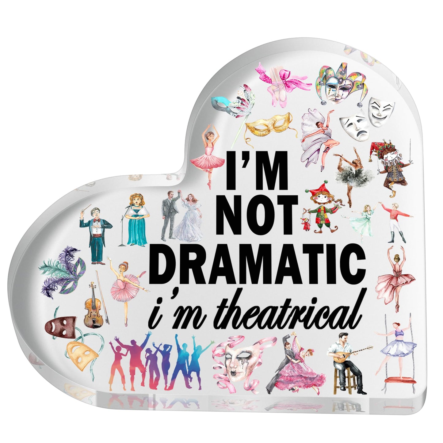 Theater Gift Musical Theater Gifts Acrylic Heart Keepsake Funny Broadway Gifts for Directors Actors Music Teachers Musicians Theater Kids Drama Student Graduation Birthday