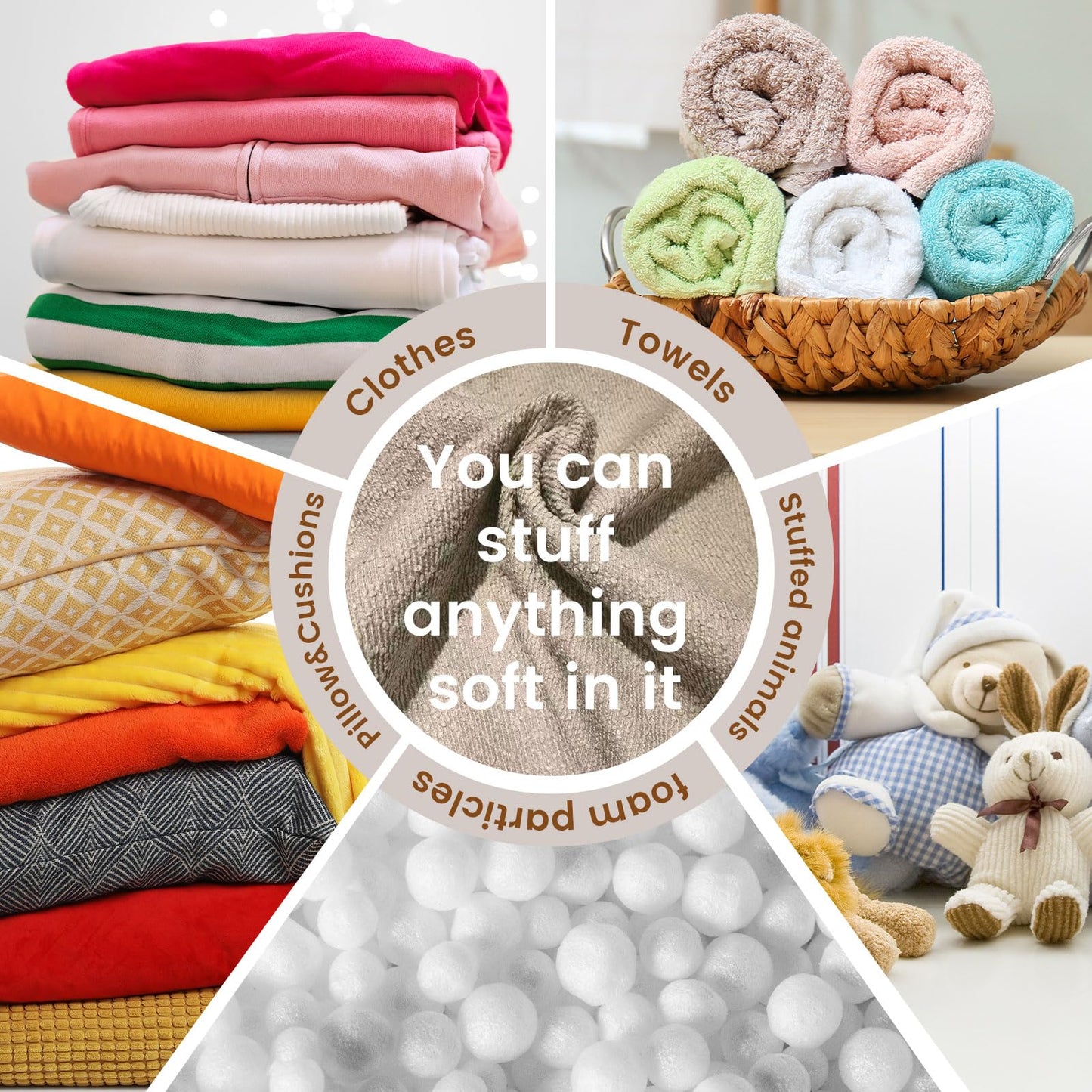 Honeydak 300l Boucle Bean Bag Cover (No Filler), Textured Stuffed Animal Storage Bean Bag Chair Cover Without Filling for Boho Room Organizing Plush Toys or Textile, 40 x 38 x 38(Light Brown)