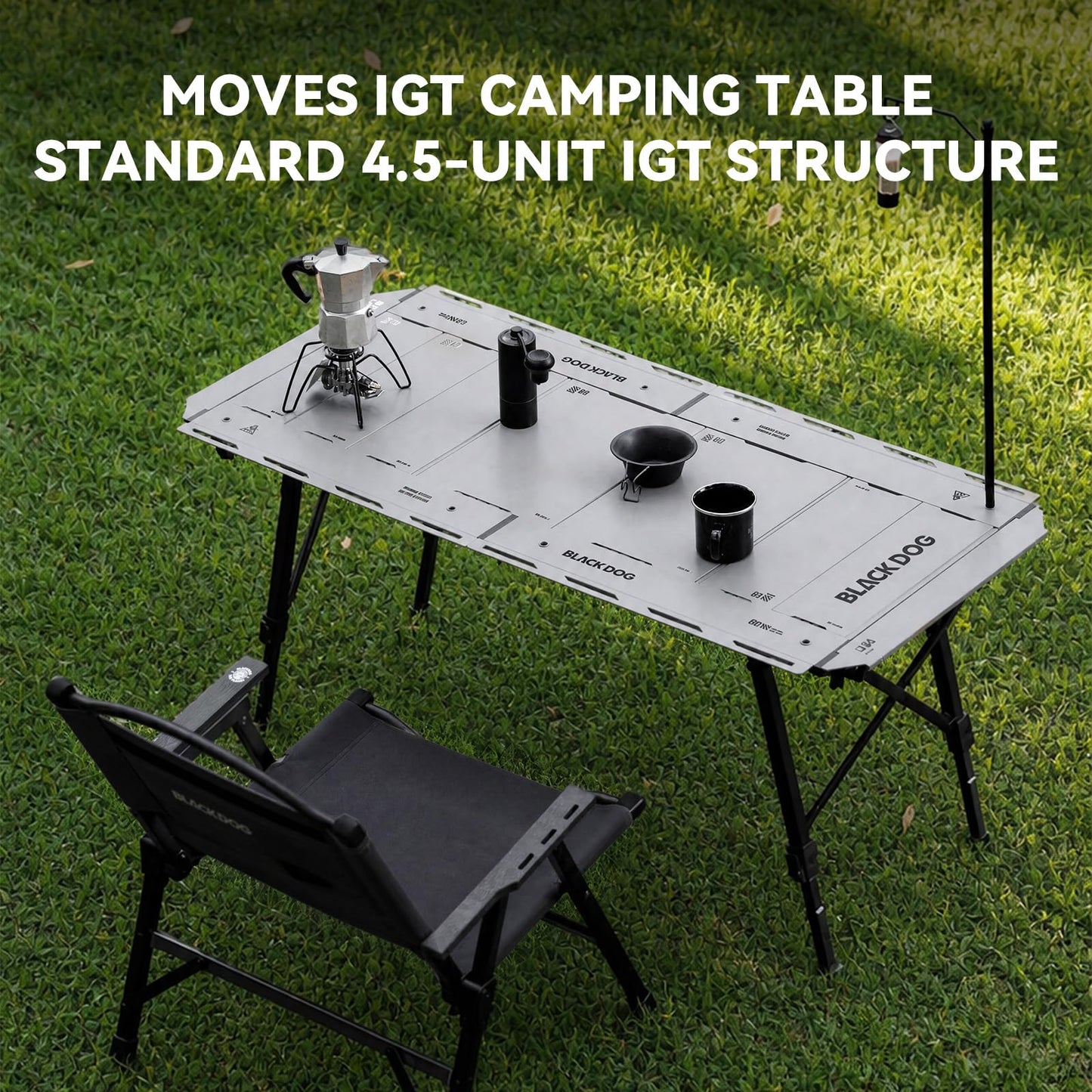 BLACKDOG 4.5U IGT Camping Table, Folding Portable Camp Table, Adjustable Height Aluminum Portable Table with Carry Bag for Outdoor, Pictic, Patio and Backyard 48.8" L x 22.8" W, Rock Grey