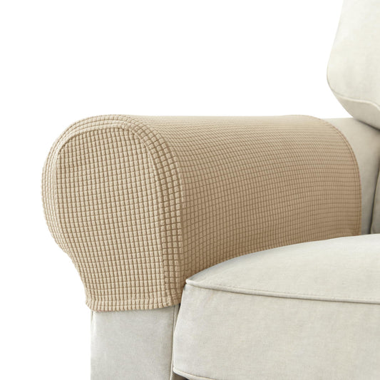 Chaexii Premium Polyester Sofa Arm Cover, Scratch Resistant Protector Covers, Washable, Elastic Armrest Covers for Square/Curved/Sloping Couch Armrests, 2Pcs (Khaki)