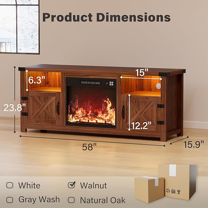 YESHOMY LED Fireplace TV Stand