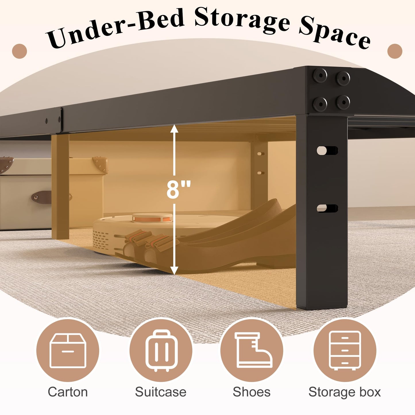 HOBINCHE 10 Inch Twin Size Bed Frame - No Box Spring Needed Heavy Duty Metal Platform Mattress Foundation with Steel Slats, Non-Slip Noise Free Easy Assembly Black Bedframes