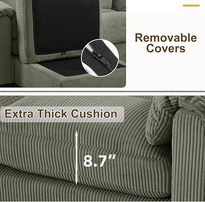 HAOMARKETS Corduroy Sofa Set, Upholstered Armchair and 3-Seater Sofa Sofa Set