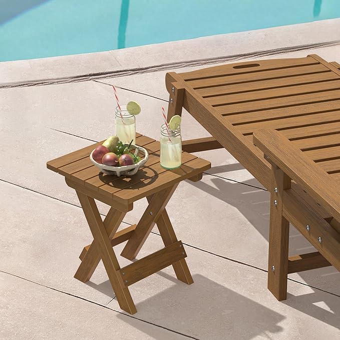 LUE BONA Small Outdoor Folding Side Table, HDPS Outside End Table
