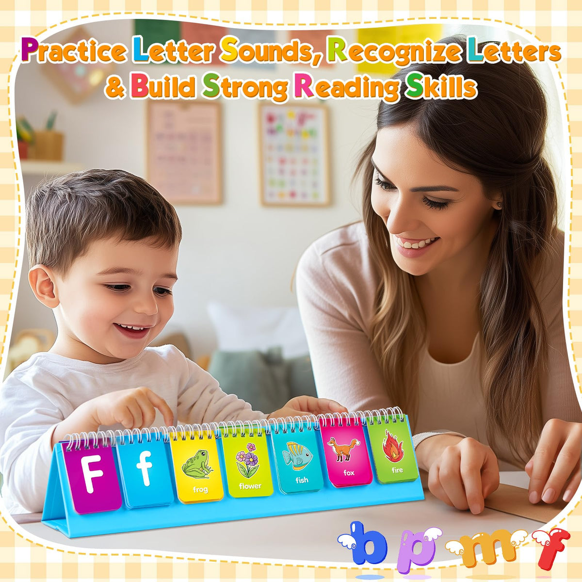 Laffunz Alphabet Learning Flip Chart Toddler ABC Learning Toys for Kids Ages 3-5, Matching Letter Game Lowercase & Uppercase Alphabet Flash Cards, Kindergarten Preschool Classroom Learning Activities