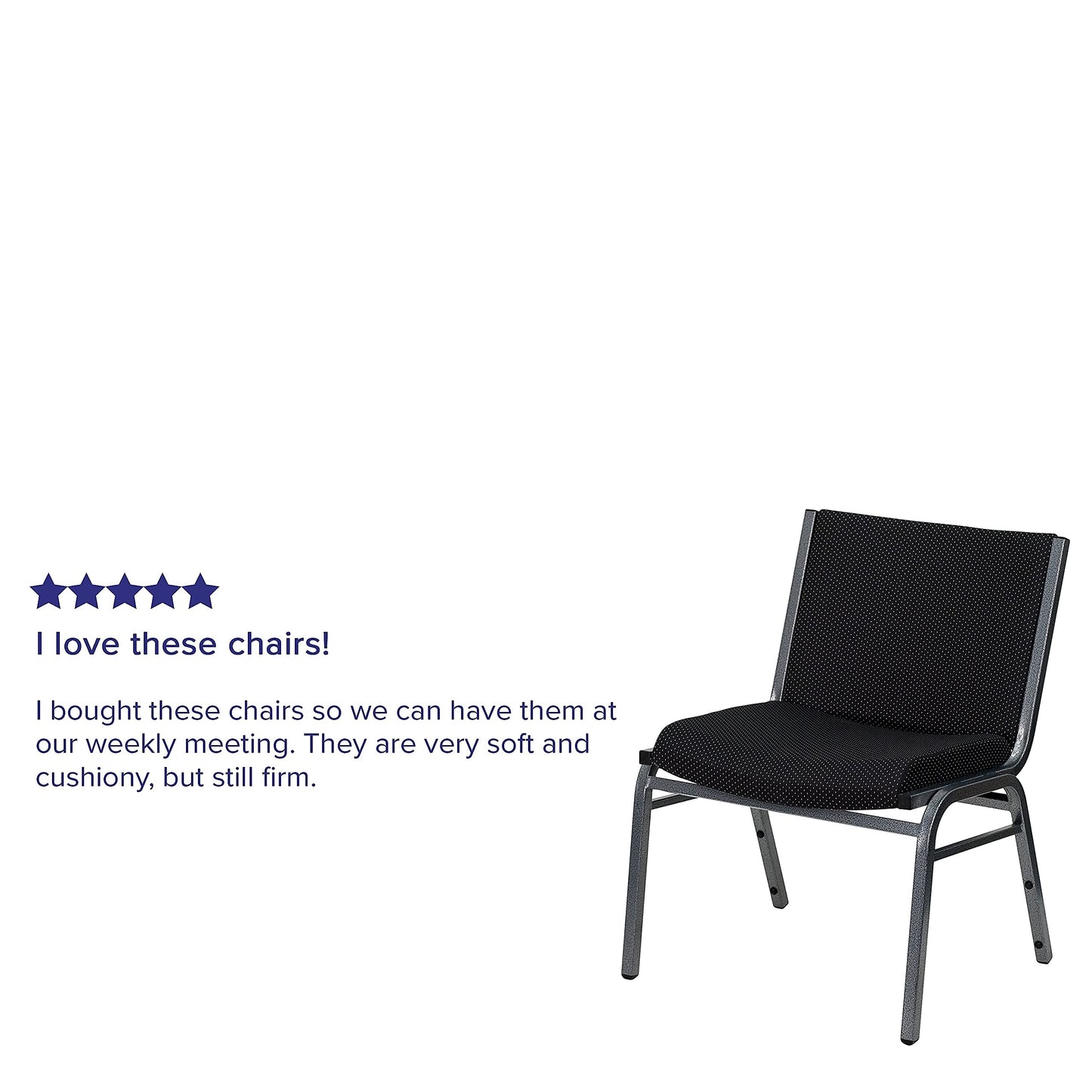 Rated Black Fabric Stack Chair with Ganging Bracket