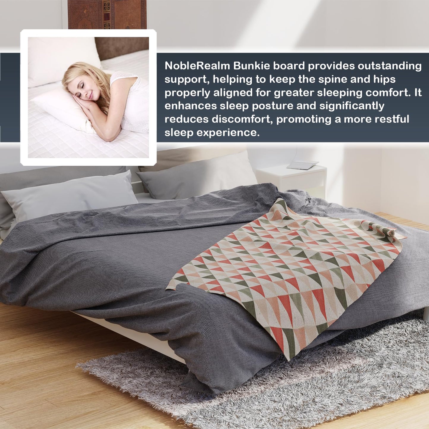 Bunkie Board, 6mm Thin, Queen Size (60 x 76 in) Heavy Duty Bed Panels Foldable Box Spring, Bed Support Slats under Mattress | Modular Portability Design, Easy Setup, Foldable, Low-Profile Design