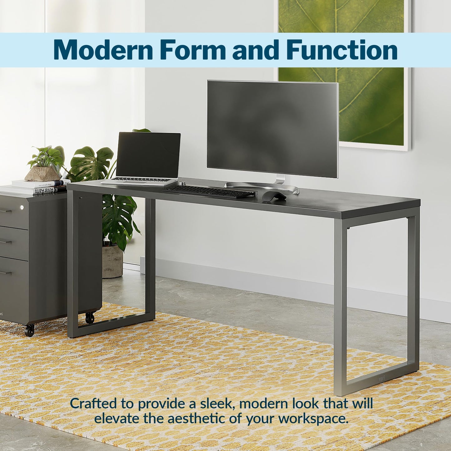 Vari Table 48x24 Office Desk – Modern Computer Desk & Workstation for Home Office or Commercial Workspace, 300 lb Capacity (Reclaimed Wood/Black)