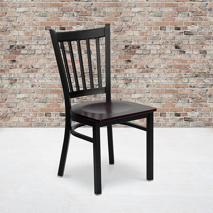 Flash Furniture 2 Pk. HERCULES Series Black Vertical Back Metal Restaurant Chair