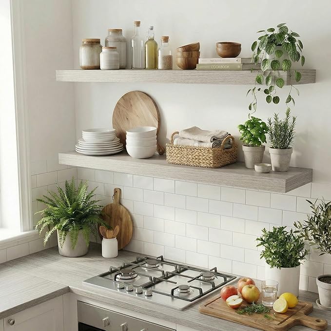 Dreamland 48 inch Floating Shelves, Rustic Wood Floating Wall Shelf
