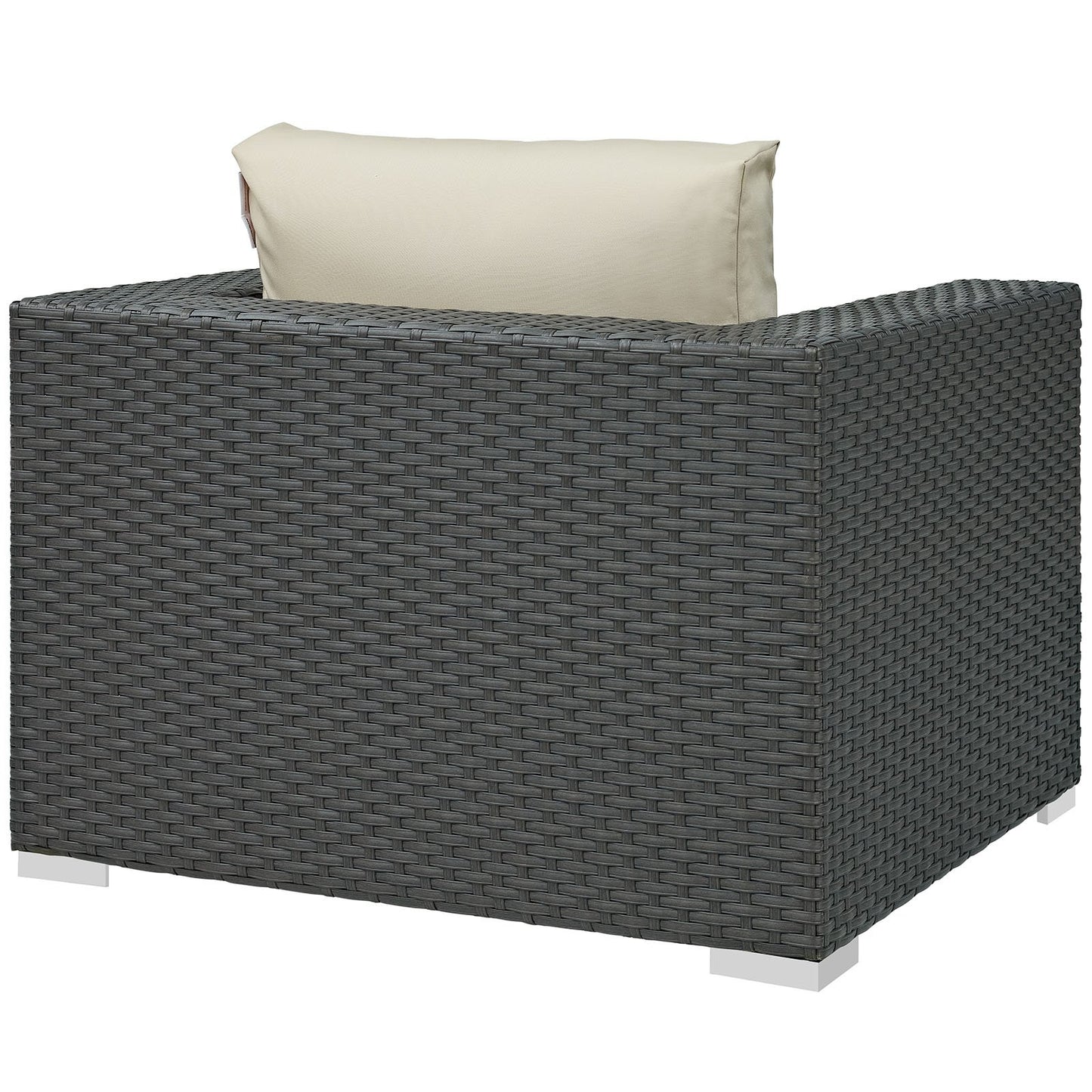 Modway EEI-1850-CHC-BEI Sojourn Wicker Rattan Outdoor Patio Coffee Table, Armchair, Canvas Antique Beige