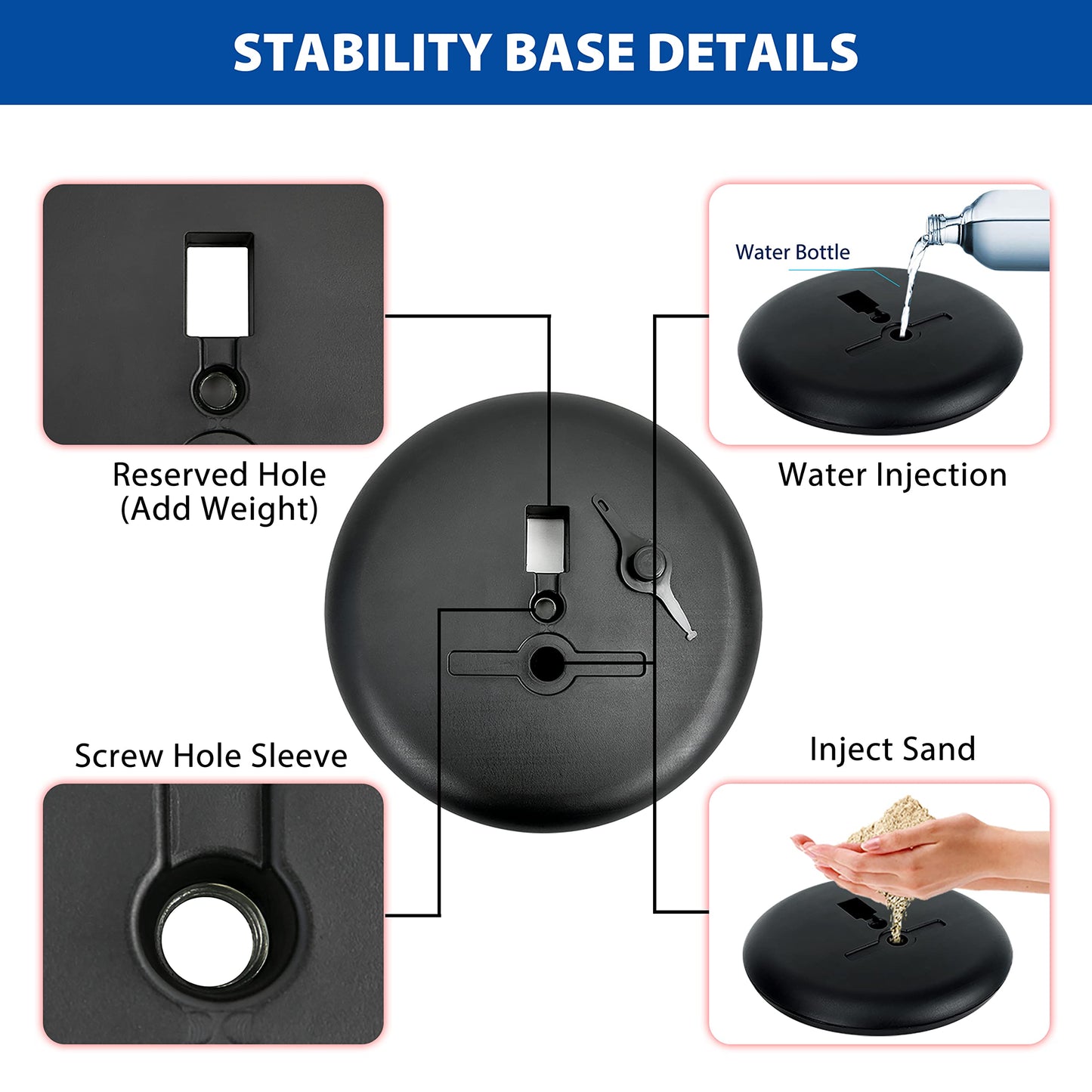 VAIIGO 6Packs 8.5x11 Inch Adjustable Pedestal Poster Sign Stand, Heavy Duty Floor Standing Sign Holder Stand Aluminum Snap Open Frame for Vertical and Horizontal View Sign Displayed(Black)