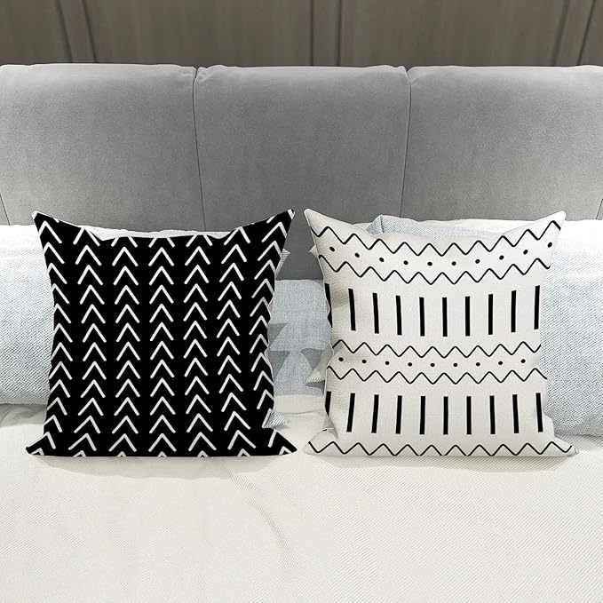 YCOLL Pillow Covers 18x18 Set of 4, Modern Sofa Throw Pillow Cover, Decorative