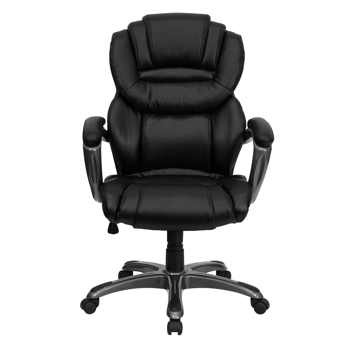 Flash Furniture Stella High Back Black LeatherSoft Executive Swivel Ergonomic Office Chair with Arms