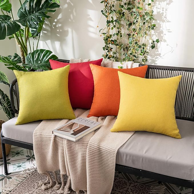 MIULEE Pack of 2 Decorative Outdoor Solid Waterproof Throw Pillow Covers Spring