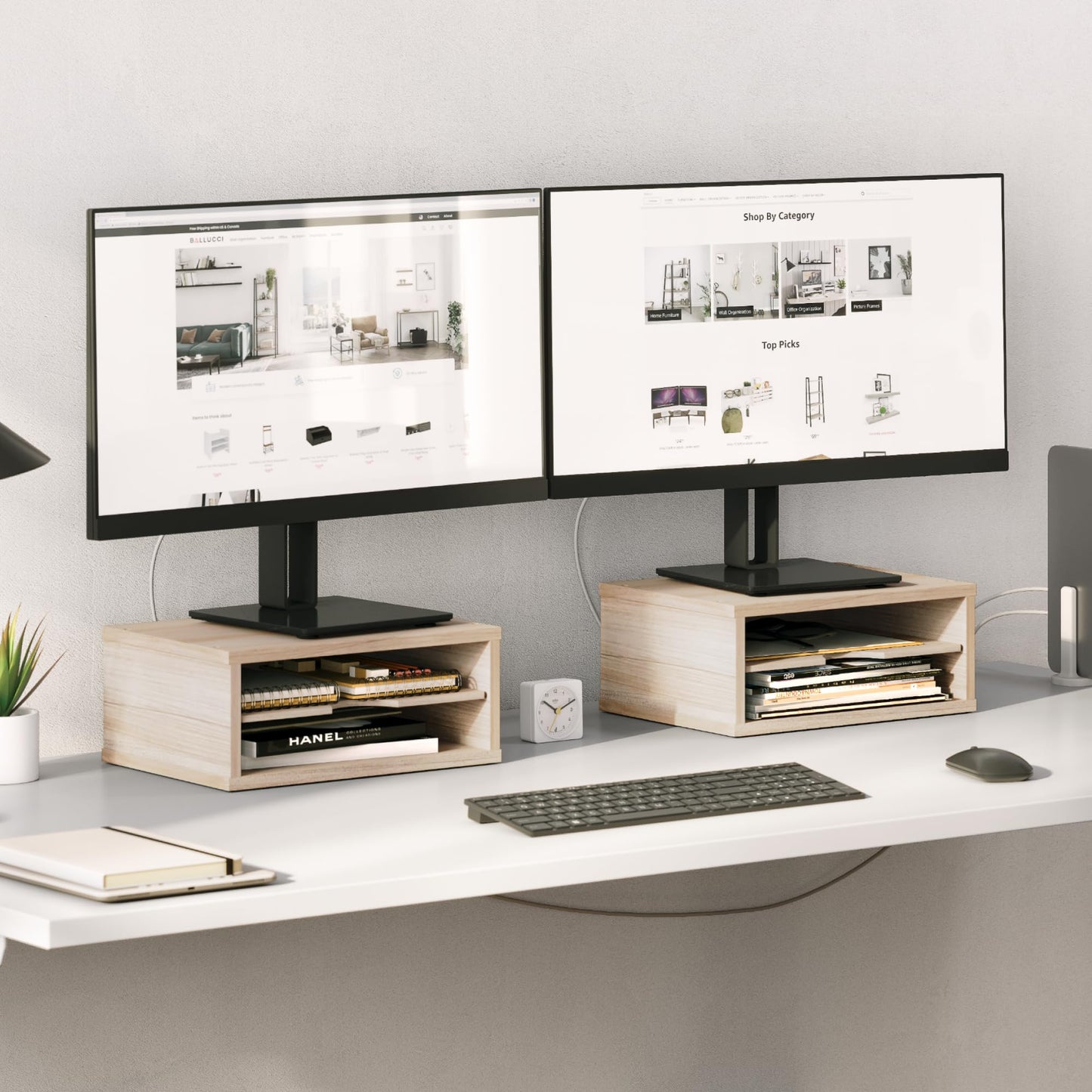 Ballucci 2-Tier Wooden Desk Organizer, Office Desk Organization, Mail Sorter, Paper Tray, File Folder Holder, Desktop Paper Organizer, Desk Organizers and Accessories, Natural Wood