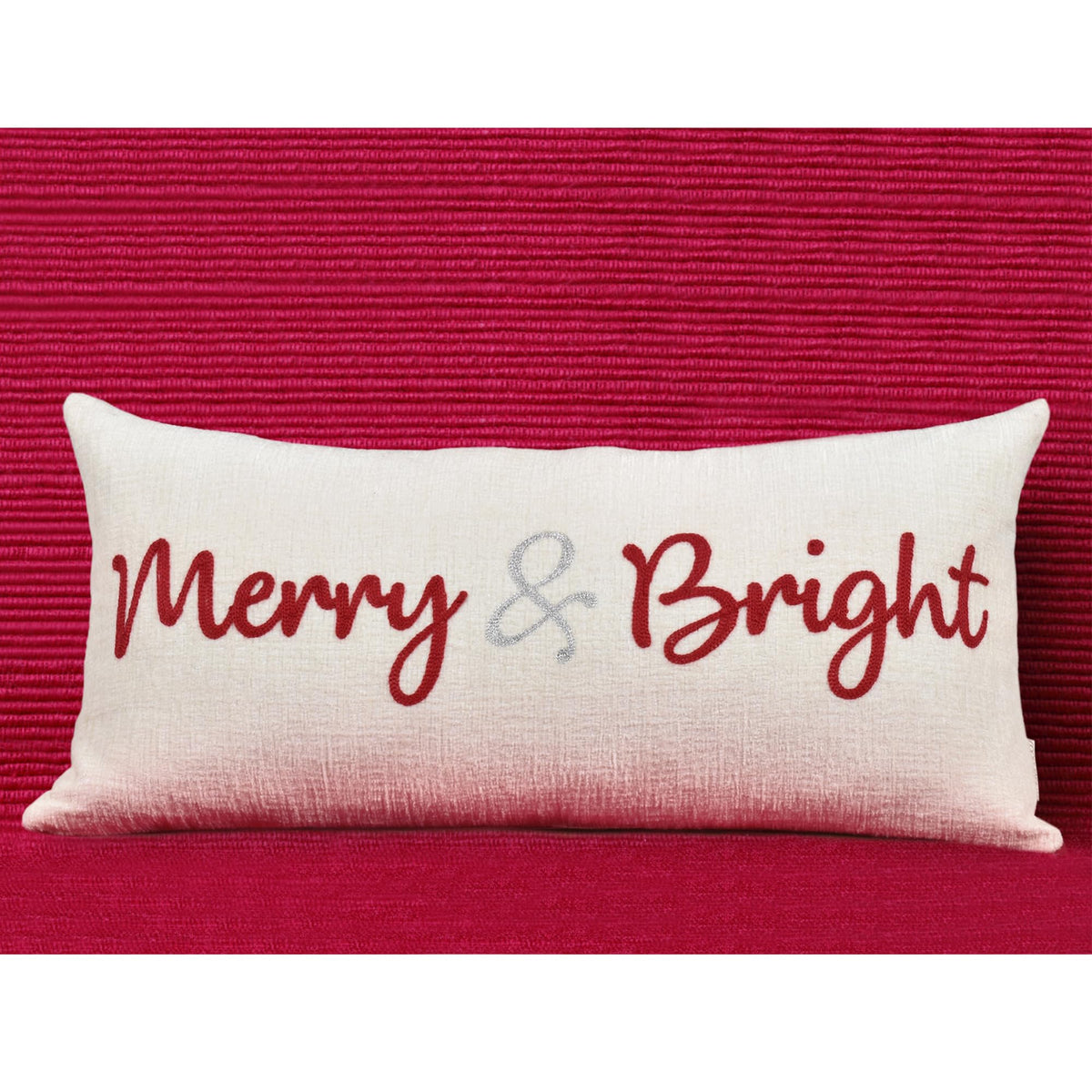 LOOPUINHOM Nice Merry and Bright Christmas Decor Cotton Burlap Decorative Rectangle Throw Lumbar Waist Pillow Case Cushion Cover for Couch Living Room 12X24 inches