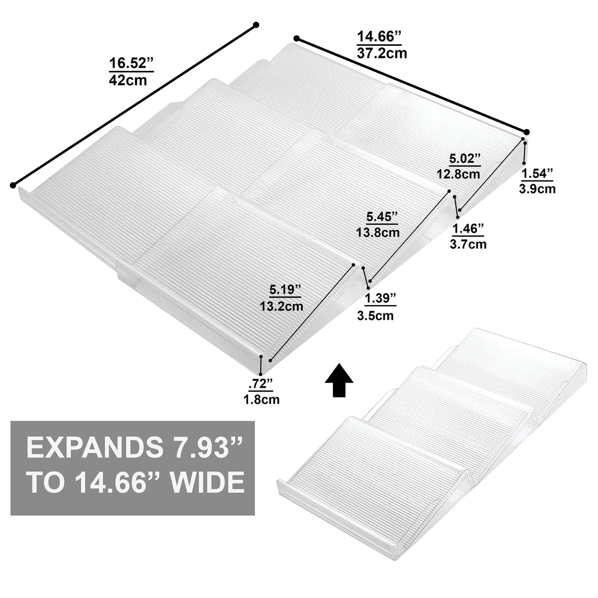 BaHoki Essentials 3 Tier Spice Rack- Kitchen Drawer Organizer - Clear Plastic Storage Rack for Kitchen Pantry - Perfect for Salt, Pepper, Spices and Seasonings