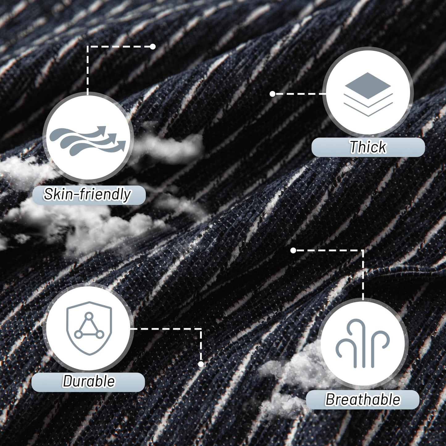 MYSKY HOME Loveseat Cover Navy Couch Cover Sectional Couch Covers for 2 Cushion Couch Sofa Thick Universal Chenille Sofa Cover with Tassel Durable Furniture Protector for Dogs 91" x 118"