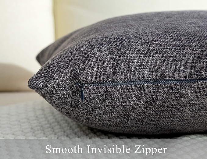 Stellhome Burlap Throw Pillow Covers Solid Farmhouse Linen Pillowcase