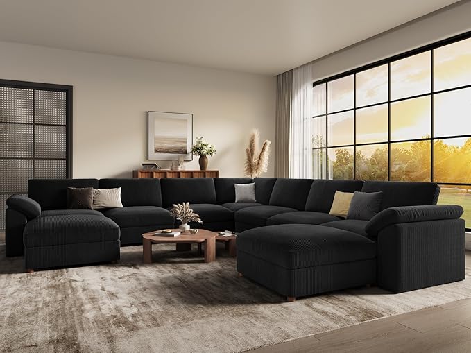 EASE MOOSE Oversized L Shaped Sectional Modular Sofa, Large U Shaped Sectional