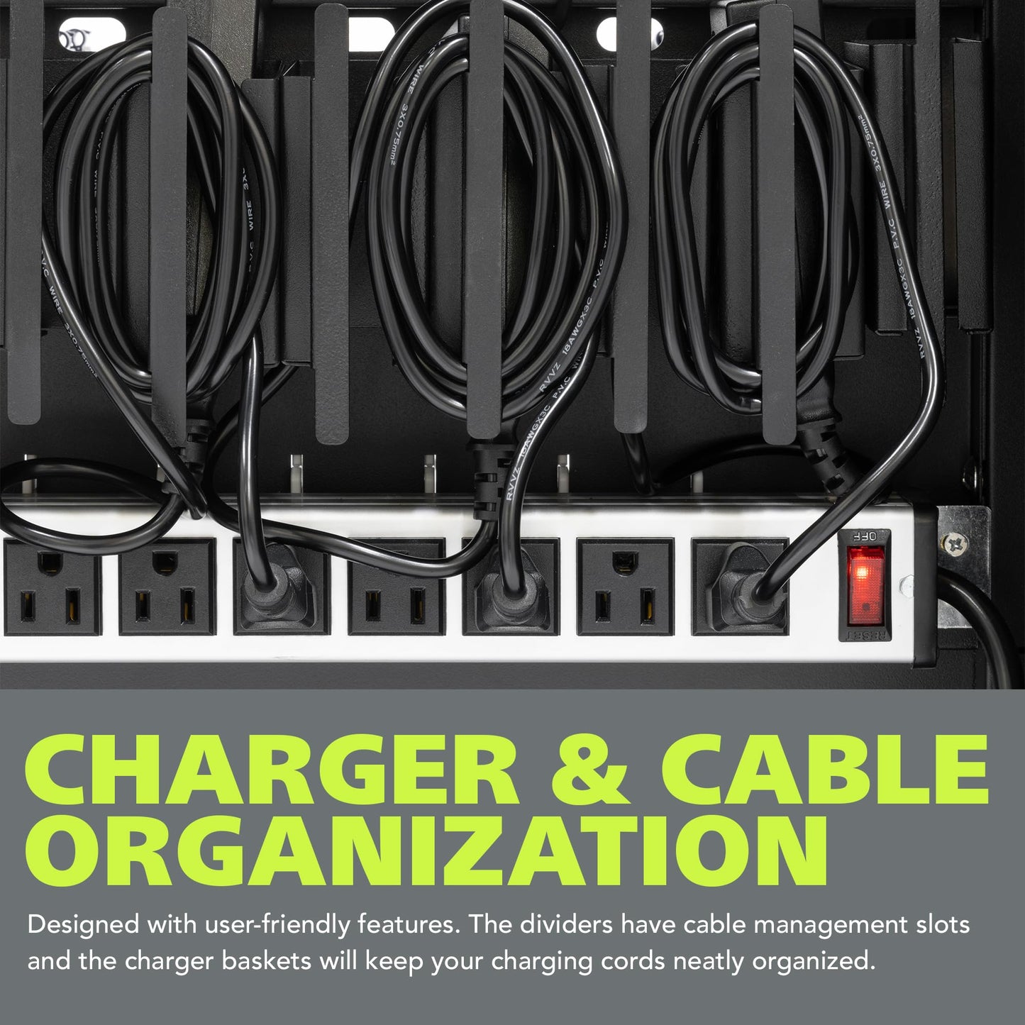 Pearington Assembled 30 Device Mobile Charging/Storage Cart for iPads, Tablets, Laptop, and Chromebook, Up to 13-inch Screen Size, Classroom Locking Charging Station