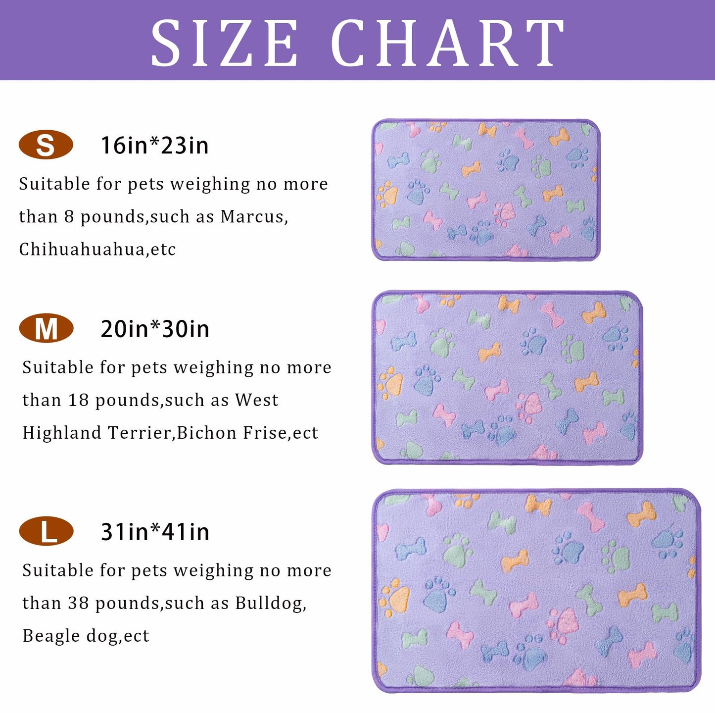 1 Pack 3 Blankets Super Soft Fluffy Premium Fleece Pet Blanket Flannel Paw Printed Throw for Dog Puppy Cat (Small 23x16'', Purple, Pink, Brown)