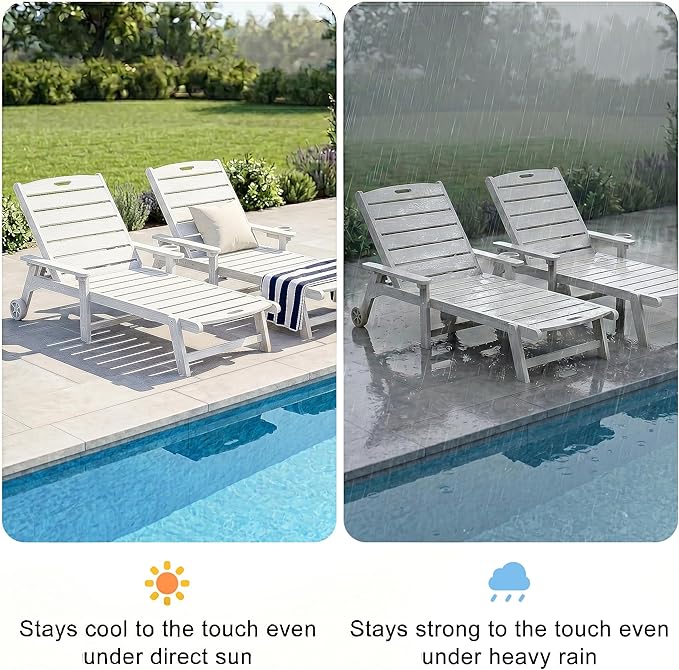 Outdoor Lounge Chair with 5-Position Adjustable, Outside Lounge Chair with Cup