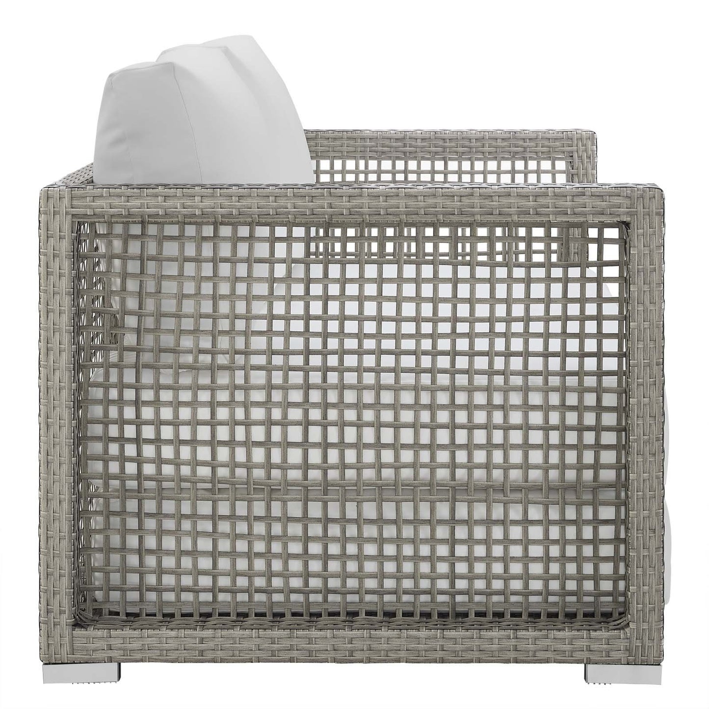 Modway EEI-2924 Aura Wicker Rattan Outdoor Patio 52" Loveseat with Cushions in Gray White