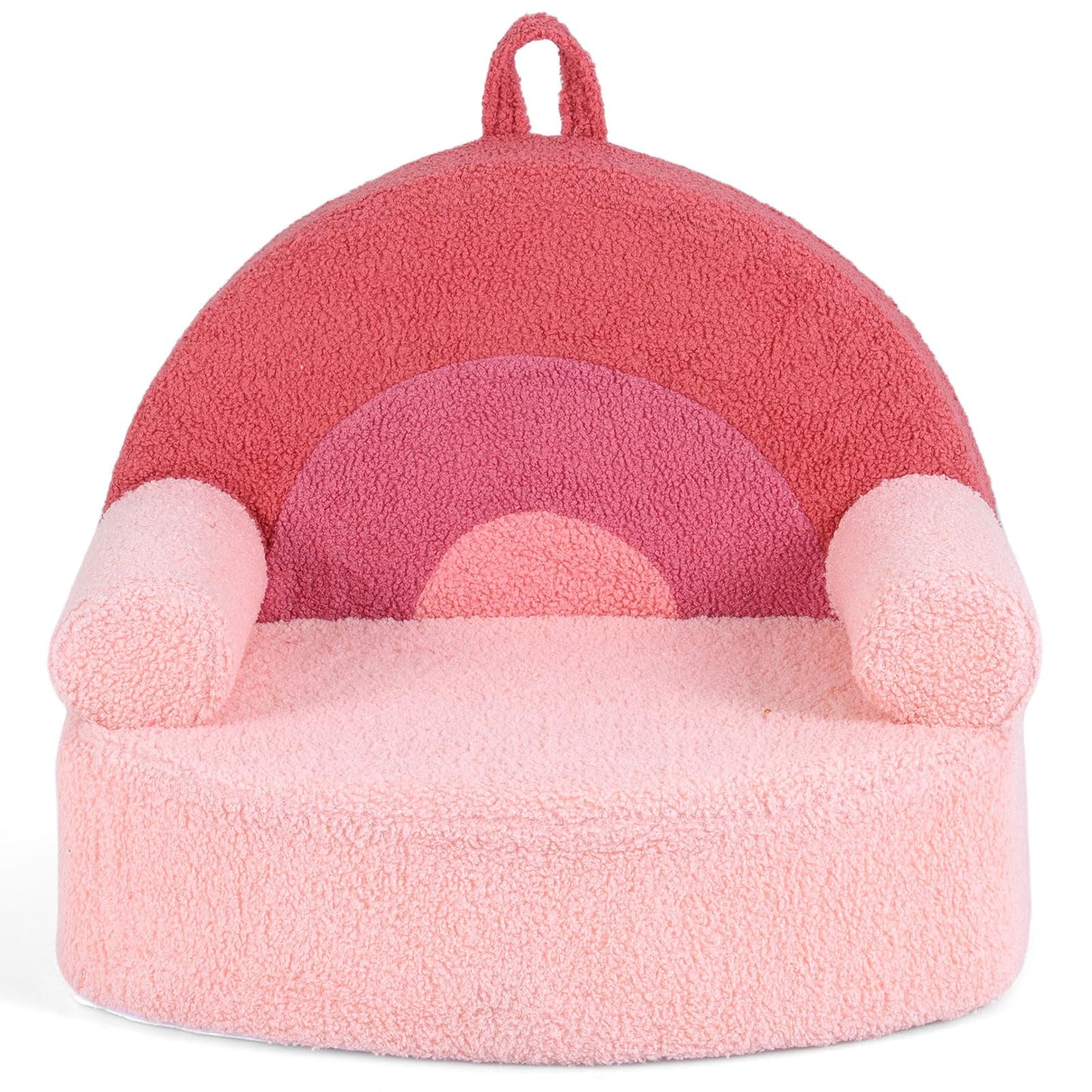 Costzon Kids Couch, Comfy Toddler Soft Sofa Chair with Fleece Fabric Cover, Kids Furniture for Playroom, Children Reading Armchair for Boys & Girls Gifts Aged 3+ (Medial,Blush Pink Arc)