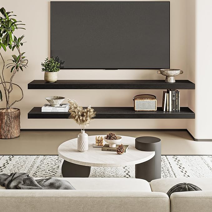 Fixwal Floating Shelves for Wall, 47.2" Long Heavy Duty Wall Mounted Rustic