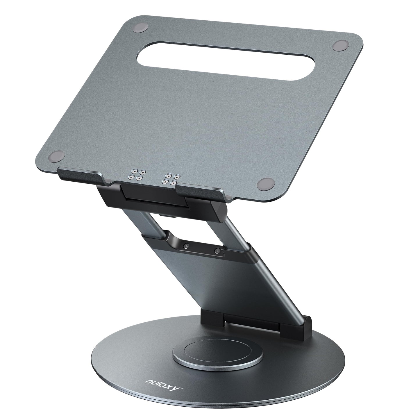 Nulaxy Telescopic 360 Rotating Laptop Stand for Desk Adjustable Height Swivel Pull Out Design Ergonomic Laptop Riser Standing Desk Converter Fits All 10-17" Laptops Computer MacBook, Gray