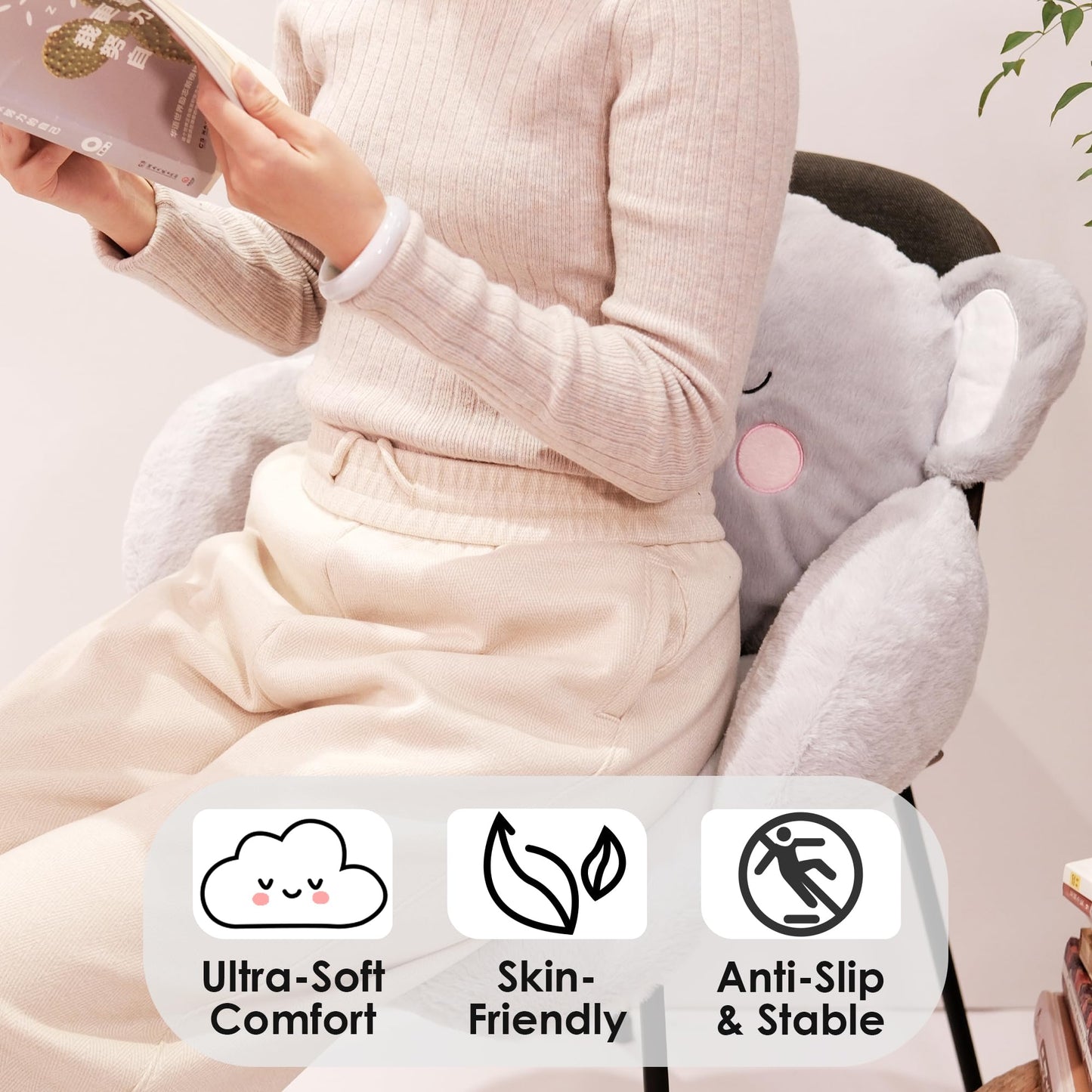 ninazy Elephant Animal Cushion - Cute Pillows Chair Pillow - Gaming Chair Cushion Cute - Seat Cushion for Office Chair - Sitting Pillow Car Seat Pillows Decor - Plush Pillows (Ele)